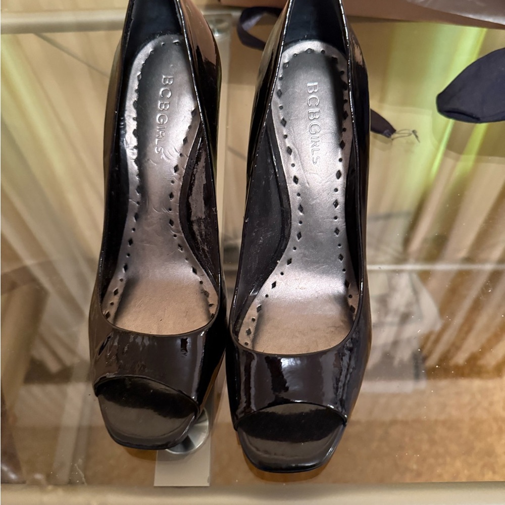 BCBGirls Black Peep Toe Heels